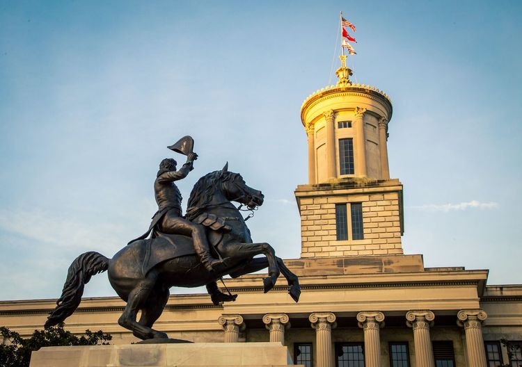 Statue of a President Andrew Jackson on a horse in Nashville Tennessee
