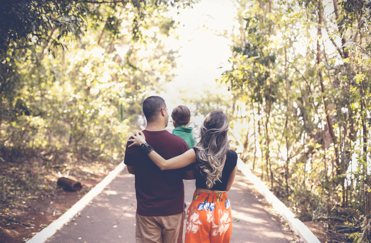 Family taking a walk in nature