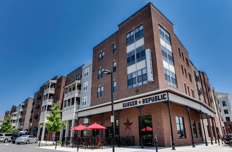 Burger Republic restaurant located in the Lenox Village neighborhood in Nashville