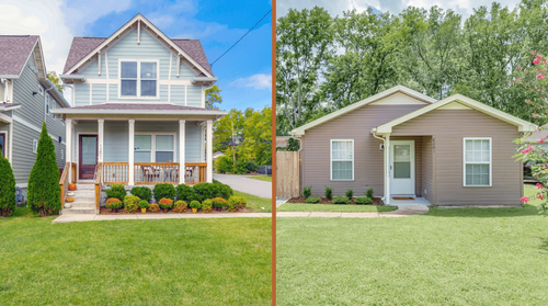 Image of a new construction home next to an existing home.
