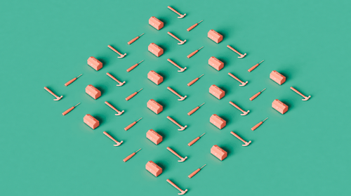 Abstract image of tools on a green background.